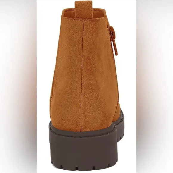 Size 2 Little Kids ZBY  Kids Girls Side Zipper Ankle Boots Chunky Low Heel Chel