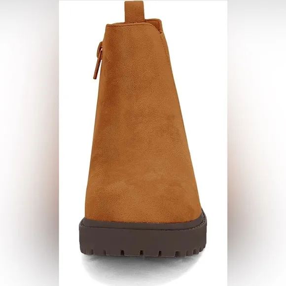 Size 2 Little Kids ZBY  Kids Girls Side Zipper Ankle Boots Chunky Low Heel Chel
