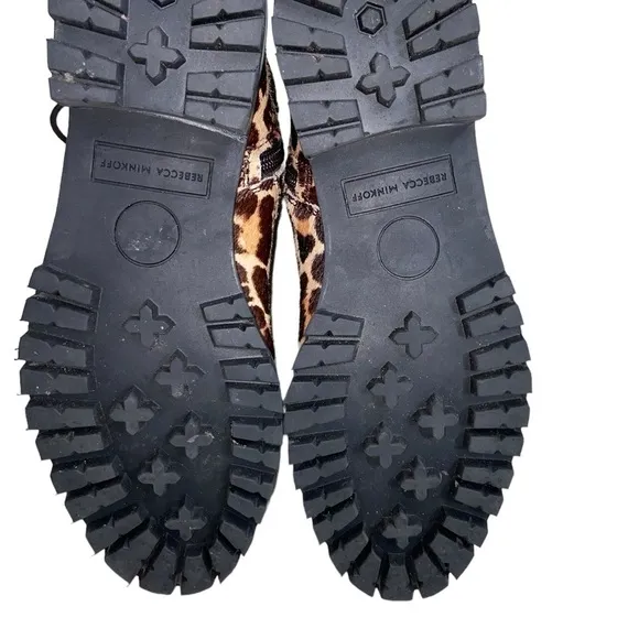 Size 6.5 Rebecca Minkoff Jaiden Calf Hair Leopard Animal Print Combat Boots
