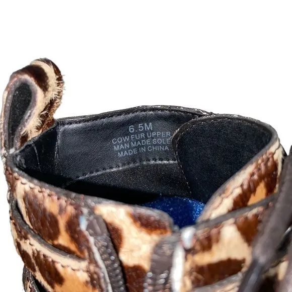 Size 6.5 Rebecca Minkoff Jaiden Calf Hair Leopard Animal Print Combat Boots