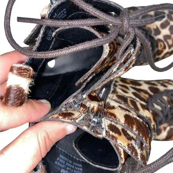 Size 6.5 Rebecca Minkoff Jaiden Calf Hair Leopard Animal Print Combat Boots