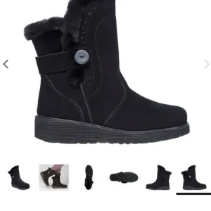 Skechers Size 5 Keepsakes Wedge-cozi Peak Black Suede Boots