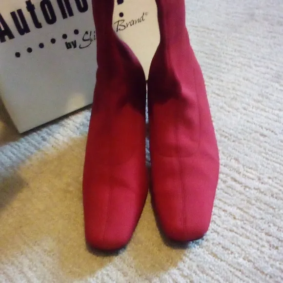 Slinky Brand Red Heeled Boots with Knee-High Design