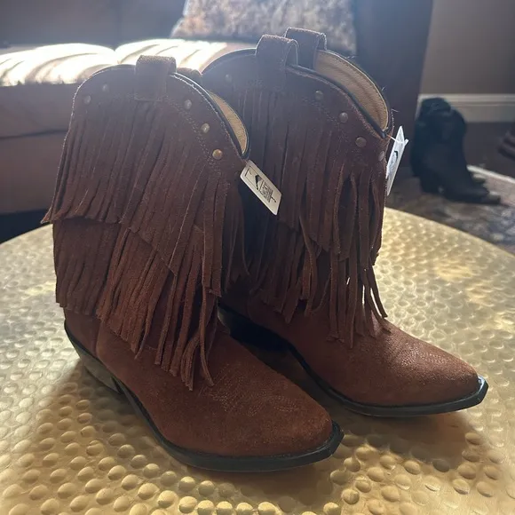 Smoky Mountain Girls Fringe Leather Suede Cowboy Boots