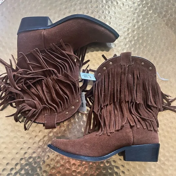 Smoky Mountain Girls Fringe Leather Suede Cowboy Boots