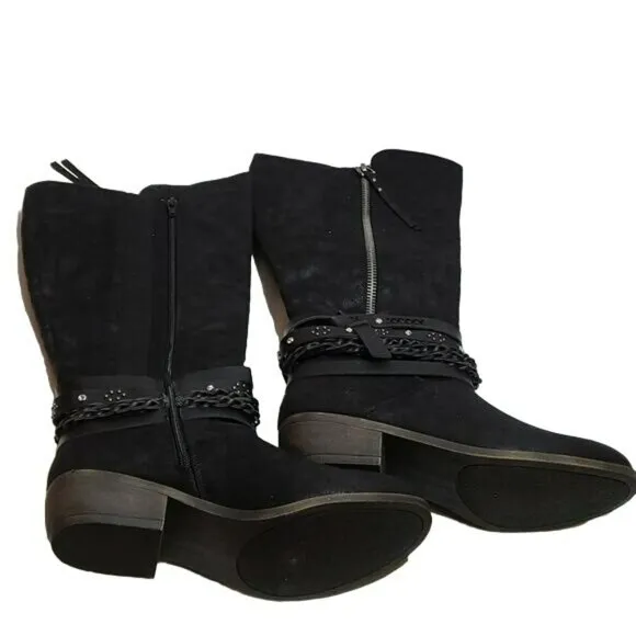 SO Swedish Knee High Boots Adjustable Fit Black Women's 9 NWT