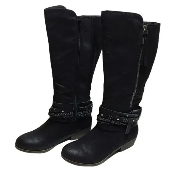 SO Swedish Knee High Boots Adjustable Fit Black Women's 9 NWT