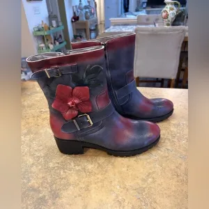 Socofy Floral Moto Boots
