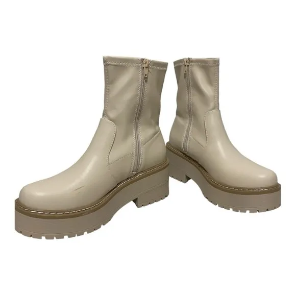 Soda - Chelsea Boots Casual Lug Sole Platform Chunky Heel Ankle Booties - Size 9