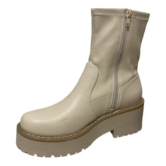 Soda - Chelsea Boots Casual Lug Sole Platform Chunky Heel Ankle Booties - Size 9