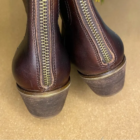 Soft Womens Astoria Back Zip Burnish Leather Western Riding Boots Size 6.5