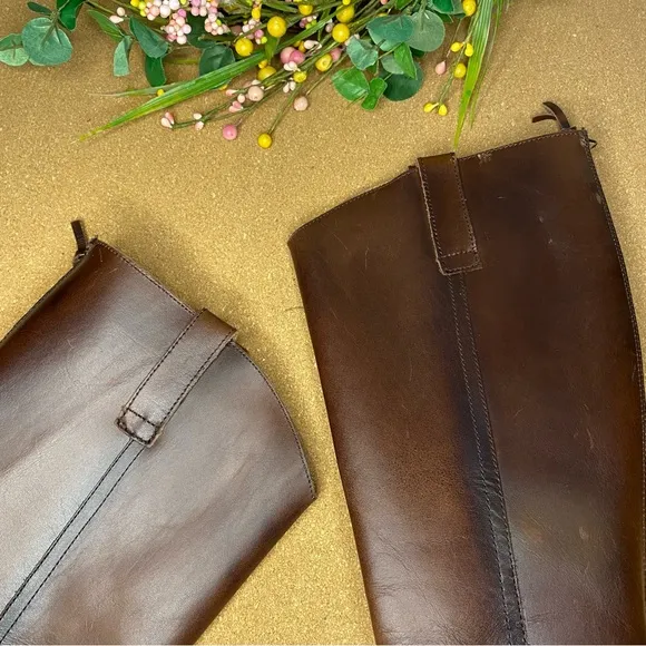 Soft Womens Astoria Back Zip Burnish Leather Western Riding Boots Size 6.5