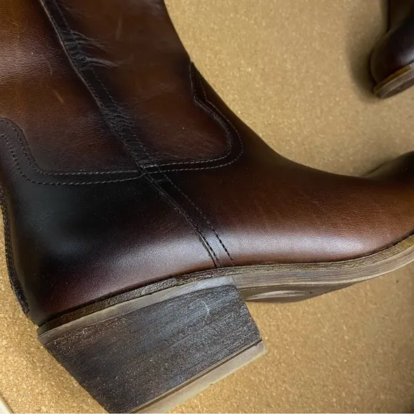 Soft Womens Astoria Back Zip Burnish Leather Western Riding Boots Size 6.5