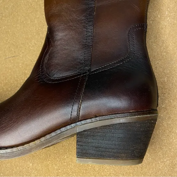 Soft Womens Astoria Back Zip Burnish Leather Western Riding Boots Size 6.5