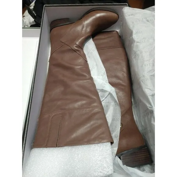 Sole Bound By Baretraps Dreia Womens Brush Brown Leather Knee-High Boots Size 9M