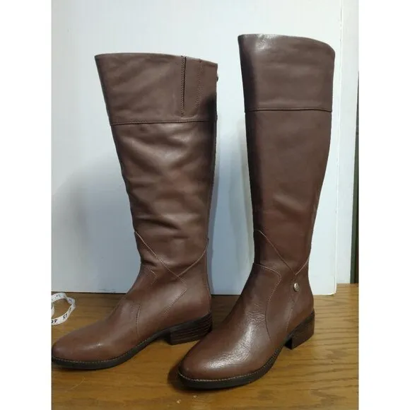 Sole Bound By Baretraps Dreia Womens Brush Brown Leather Knee-High Boots Size 9M