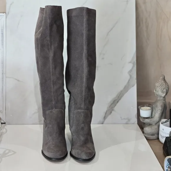 SOLE SOCIETY Gray Suede Knee-High Wedge Boots Size 10