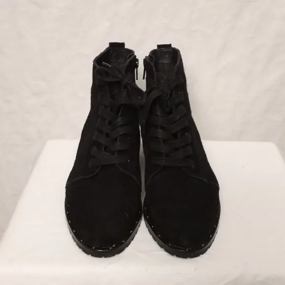 Soludos Womens Riley 10000565 Round Toe Lace Up Black Ankle Boots Size U…