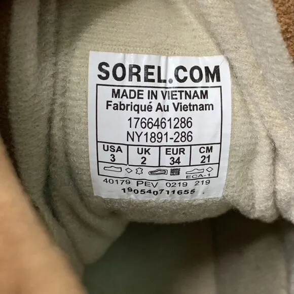 Sorel 1891-286 Kids Brown Waterproof Lace Up Duck Boots Size 3