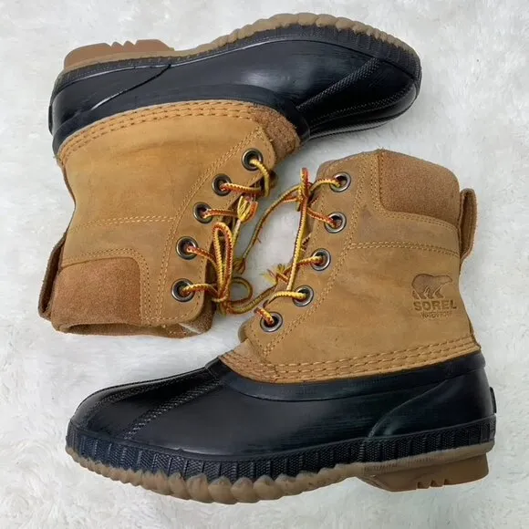 Sorel 1891-286 Kids Brown Waterproof Lace Up Duck Boots Size 3