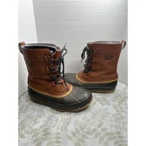 SOREL 1964 PAC CAYENNE Leather Lace Waterproof Rubber‎ Duck Boots Men's 9