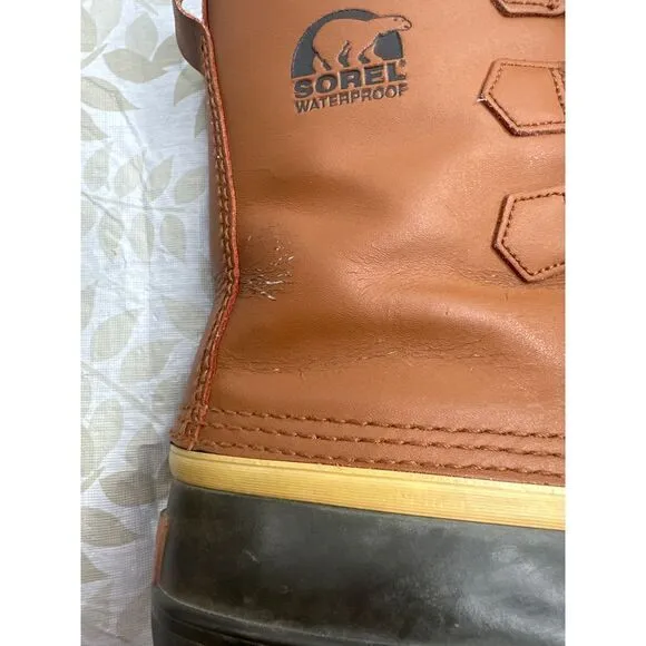 SOREL 1964 PAC CAYENNE Leather Lace Waterproof Rubber‎ Duck Boots Men's 9