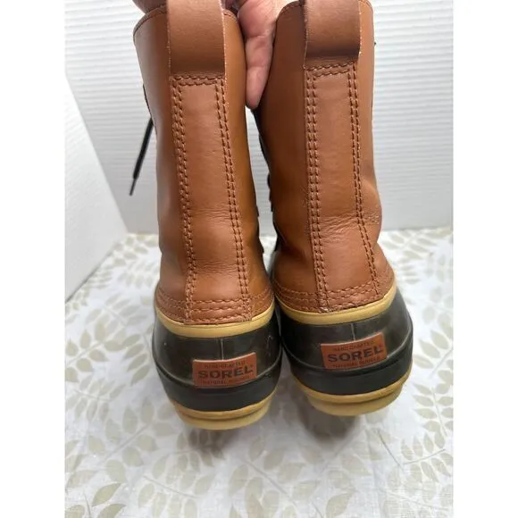 SOREL 1964 PAC CAYENNE Leather Lace Waterproof Rubber‎ Duck Boots Men's 9