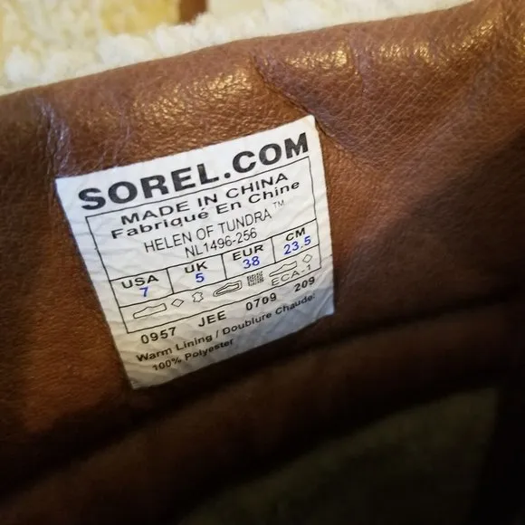Sorel 7 Brown Tall Boots Helen of Tundra Leather Waterproof Zip Up