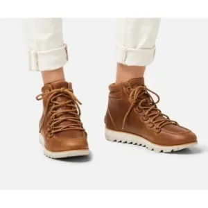 Sorel 8 Brown Leather Ankle Booties Lace Up Boots HARLOW Elk