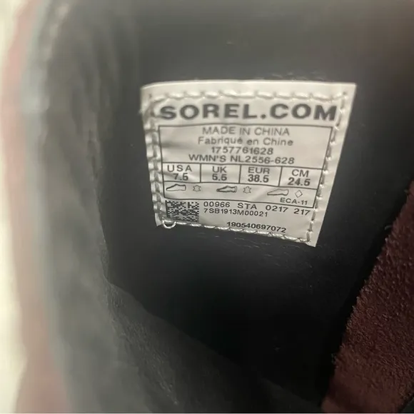 Sorel After Hours Mid Calf Waterproof Suede Burgundy Redwood Wedge Boots Sz 7.5