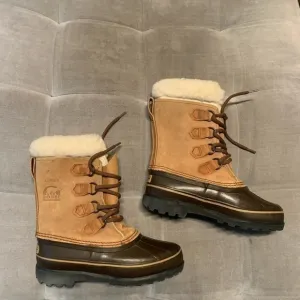 Sorel Alpine Snow Winter Boots Suede Leather Camel Brown Size 7