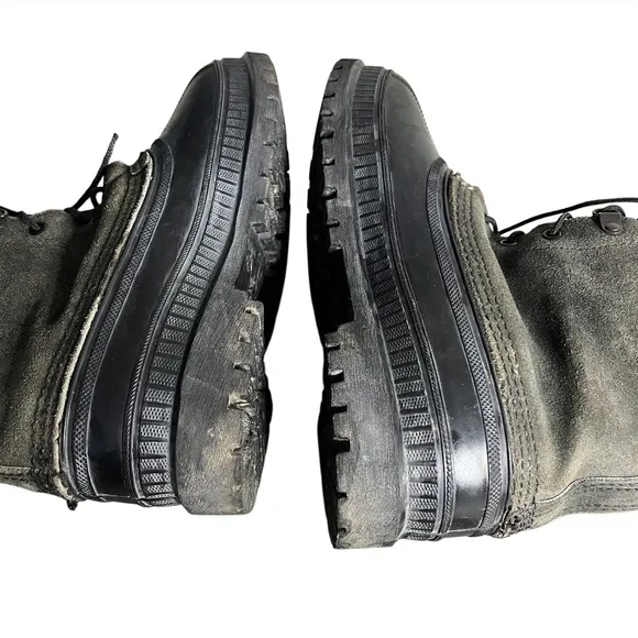 SOREL Black Green Winter Boots CARIBOU Rubber Nubuck Waterproof Mens Size 7