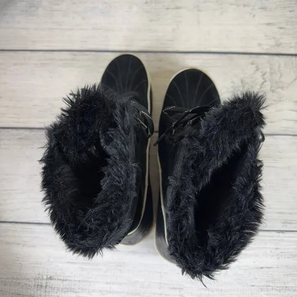 Sorel Black Winter Mid Calf Trivoli II Suede Leather Snow Boots Size 10.5
