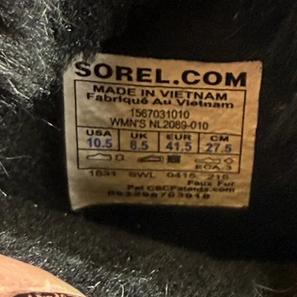 Sorel Black Winter Mid Calf Trivoli II Suede Leather Snow Boots Size 10.5