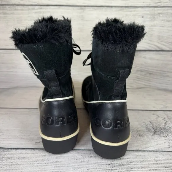 Sorel Black Winter Mid Calf Trivoli II Suede Leather Snow Boots Size 10.5