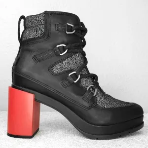 SOREL Blake Shatter Lace-Up Heeled Ankle Boots US 8.5