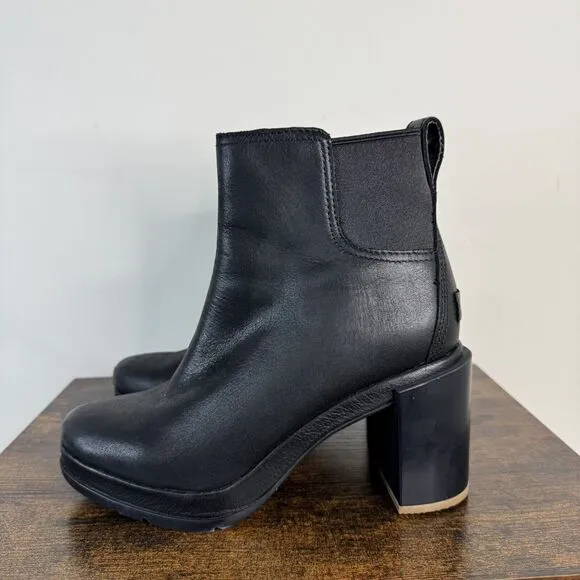 SOREL Blake Waterproof Chelsea Boots Size 6.5 Black Block Heel EUC