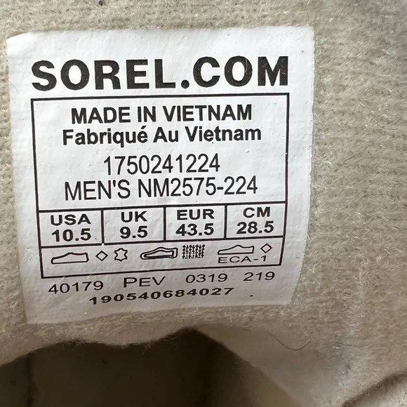 Sorel Boots NM2575 Cheyanne II Men's Size 10.5 Lace Up Duck Rain Winter Leather