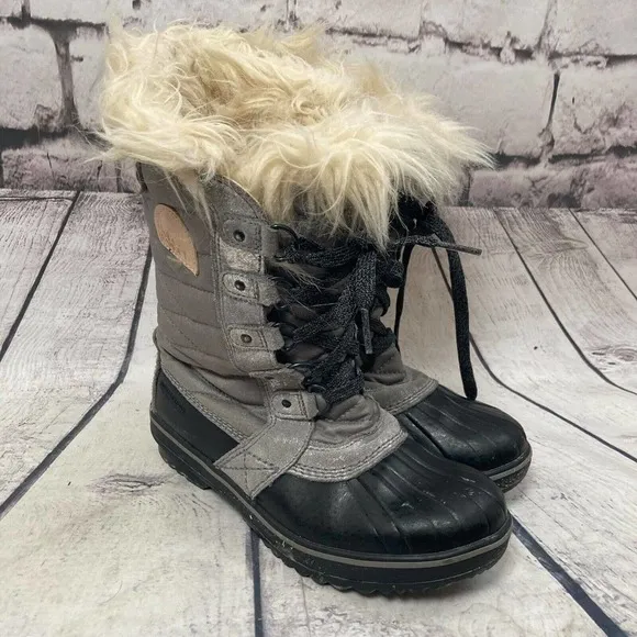Sorel Boots Size US 4 EUR 35 Tofino II Insulated Waterproof Snow Gray‎ Black