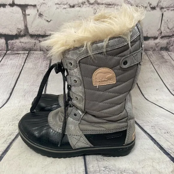 Sorel Boots Size US 4 EUR 35 Tofino II Insulated Waterproof Snow Gray‎ Black