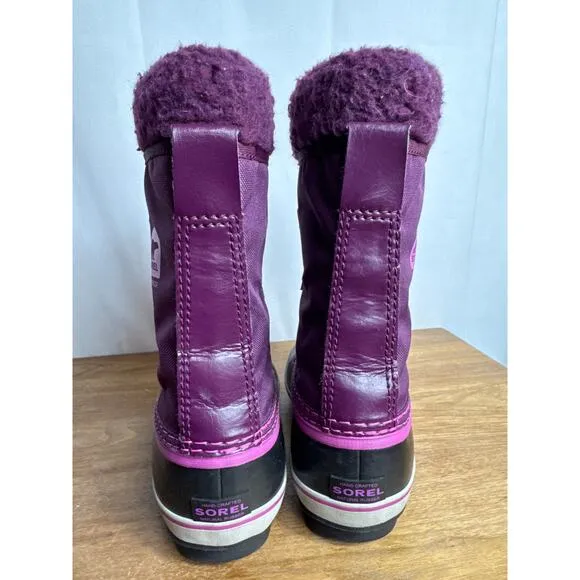 Sorel Boots Yoot Pac Big Kid 4 Girls Waterproof Purple Black Elastic Drawstring