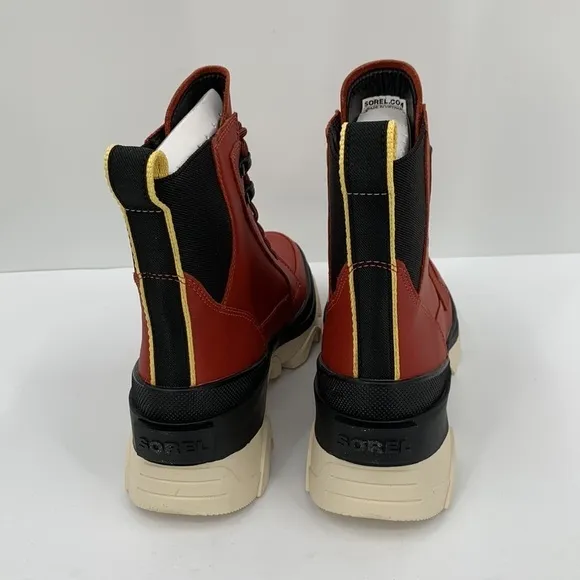 Sorel Brex lace-up boots warp red leather waterproof chunky platform new 9.5