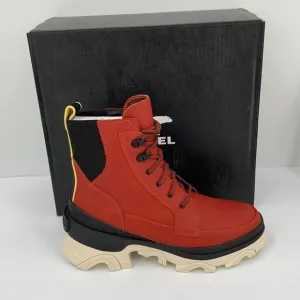 Sorel Brex lace-up boots warp red leather waterproof chunky platform new 9.5