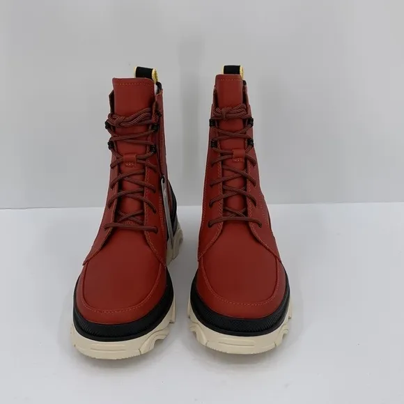 Sorel Brex lace-up boots warp red leather waterproof chunky platform new 9.5