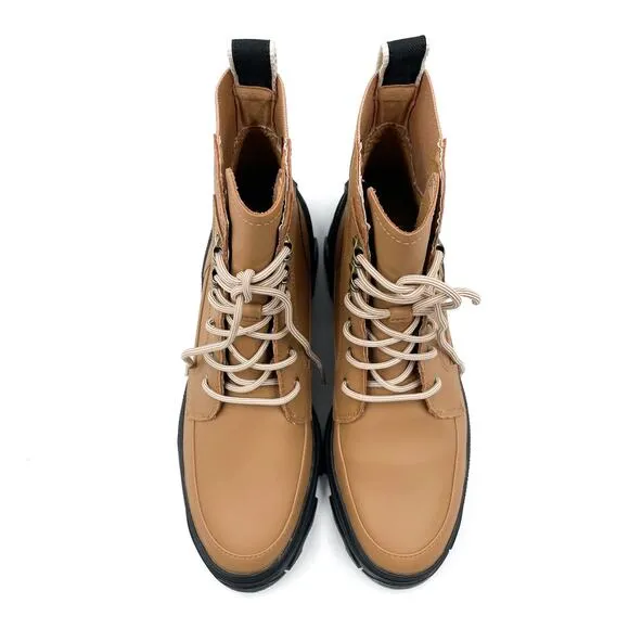Sorel Brex Lug Boots Tawny Buff Brown Leather Lace Up Waterproof Ankle Sz 9