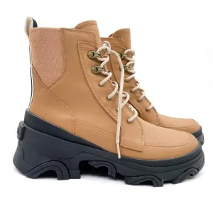 Sorel Brex Lug Boots Tawny Buff Brown Leather Lace Up Waterproof Ankle Sz 9