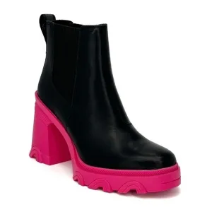 Sorel Brex Waterproof Chelsea Ankle Boots Size 6 Platform Black Pink New NWT