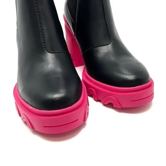 Sorel Brex Waterproof Chelsea Ankle Boots Size 6 Platform Black Pink New NWT