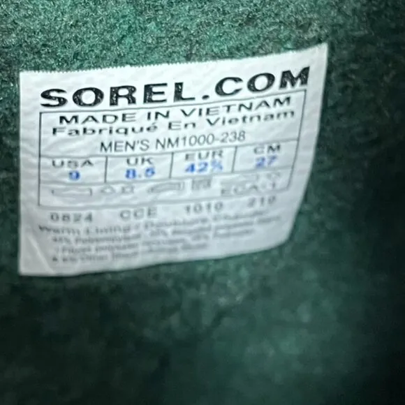 Sorel Caribou Boots Mens Size 9 Waterproof with Liner