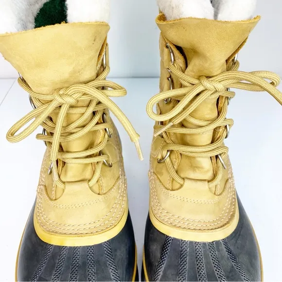 Sorel Caribou ll Beige Mid Calf Waterproof Snow Boot Size 8